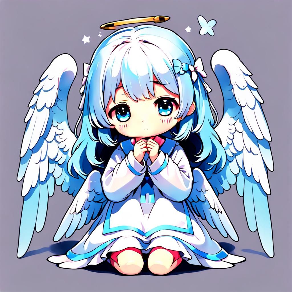Kawaii Sad Angel Illustration