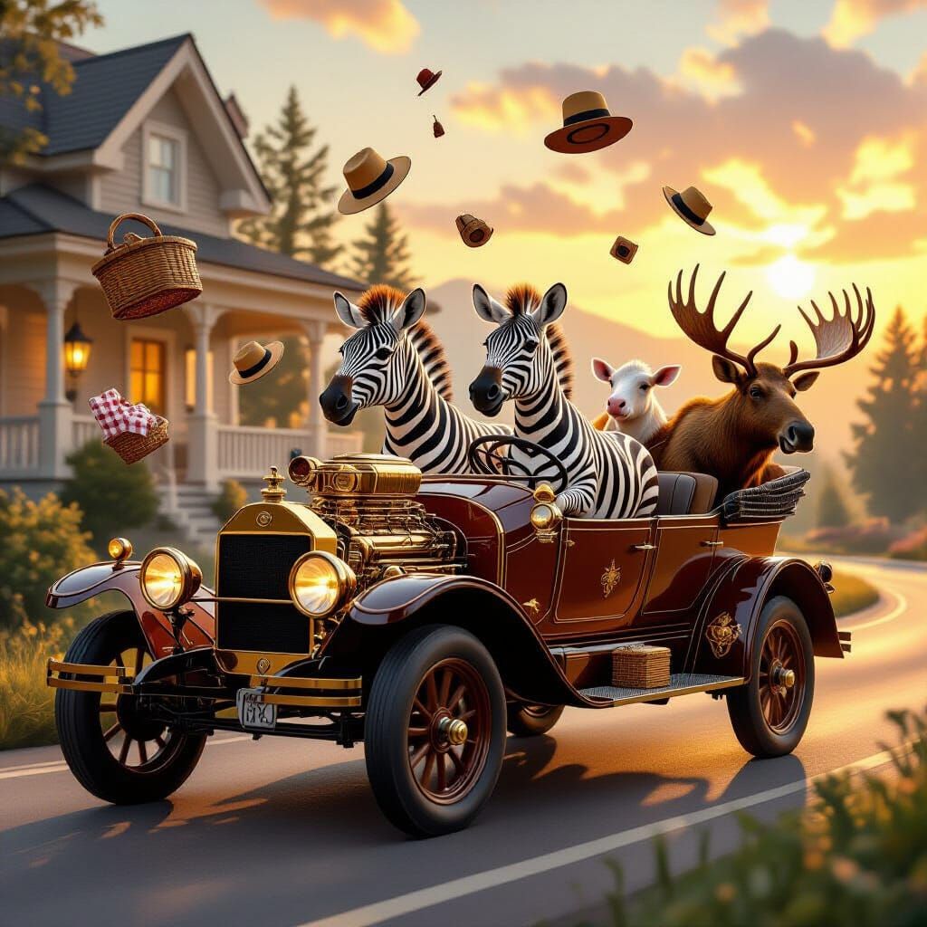 Steampunk Animals Drive to Dinner in Chaotic Fun