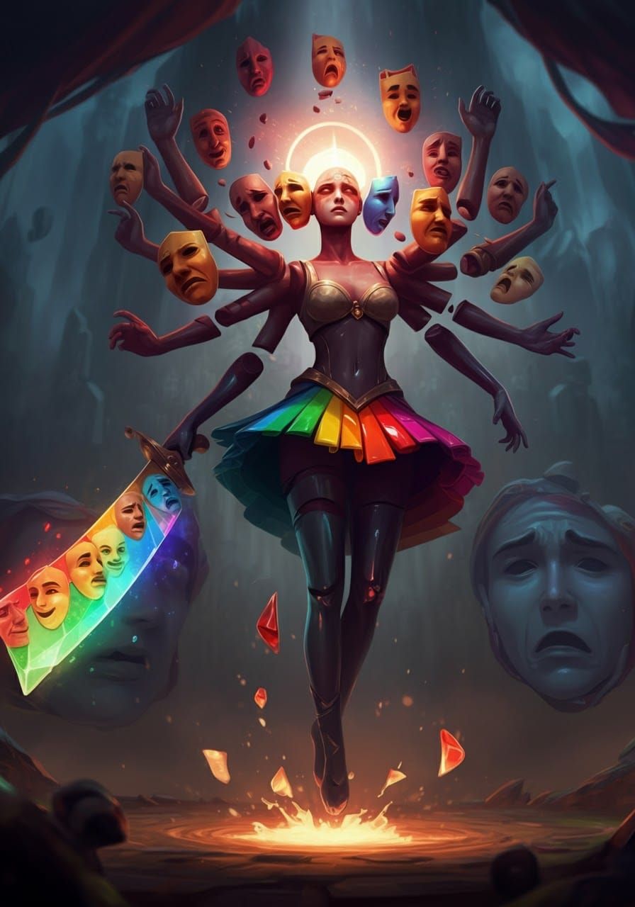 Emotional Spectrum Goddess with Rainbow Sword