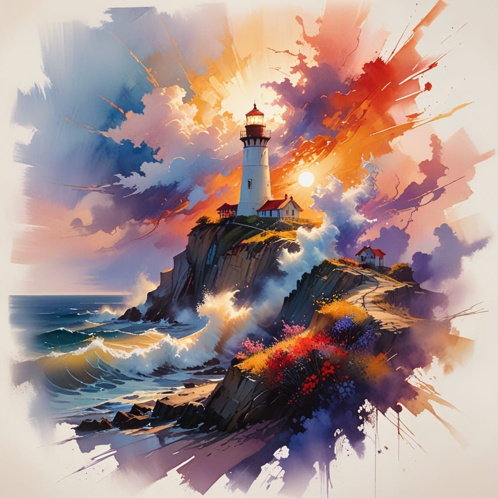 Summer Lighthouse Radiates Brilliance Along the Coast