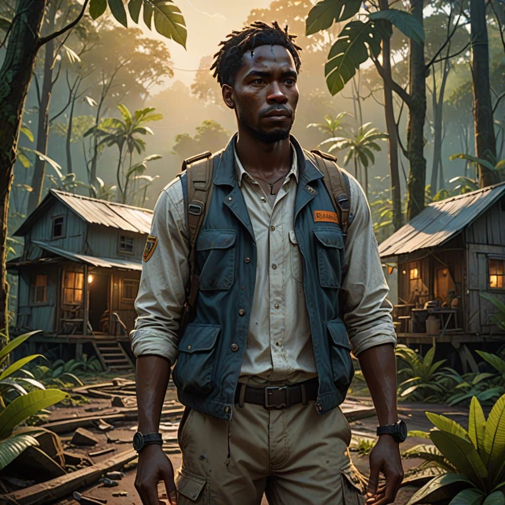 Mystical Dawn in the Amazon Mining Camp