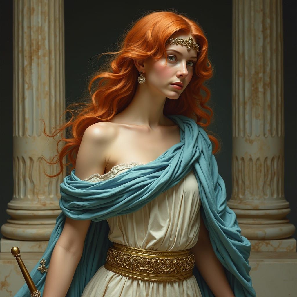 Classical Goddess Atena in Ancient Greek Regalia