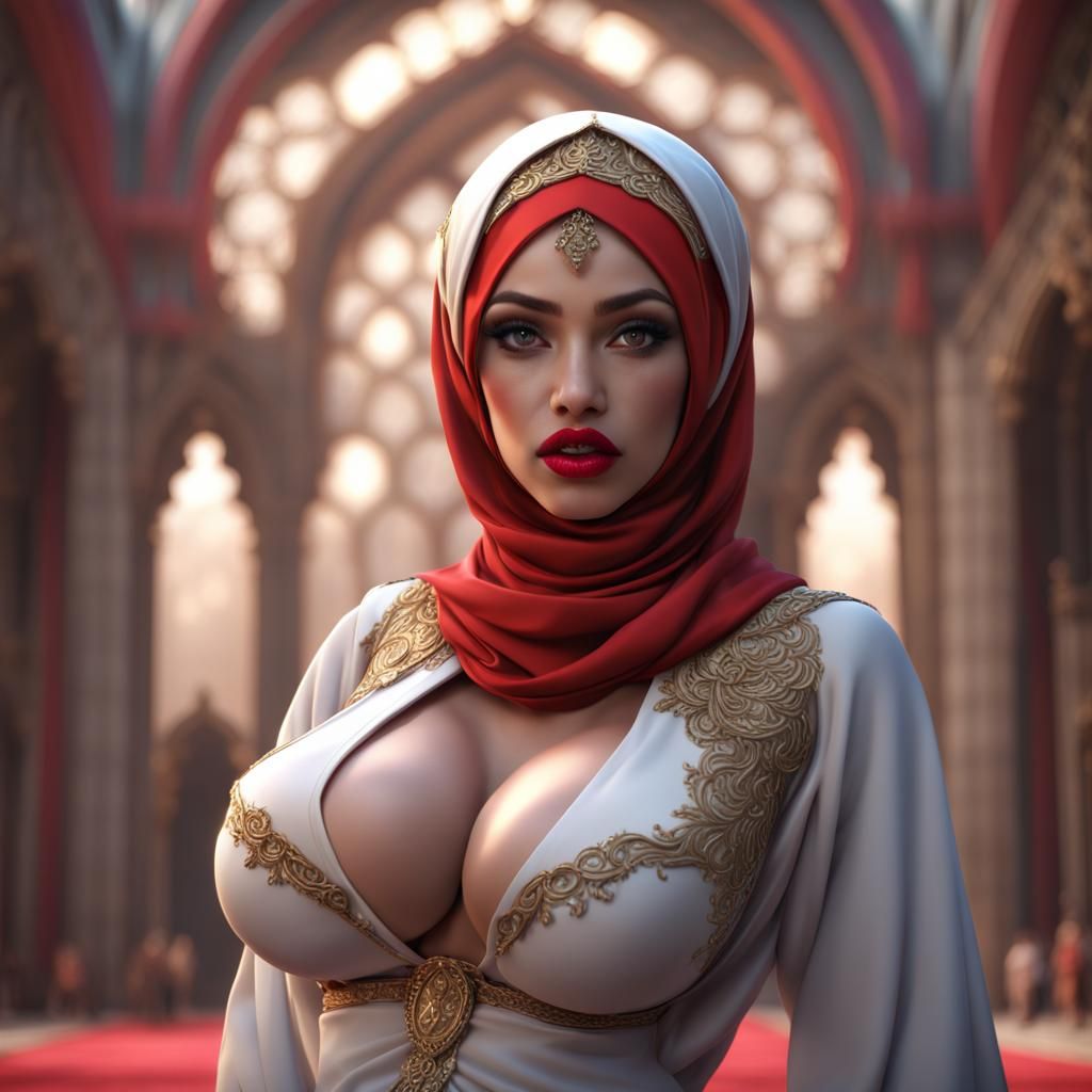 Goddess with Red Lipstick in Detailed Matte Painting