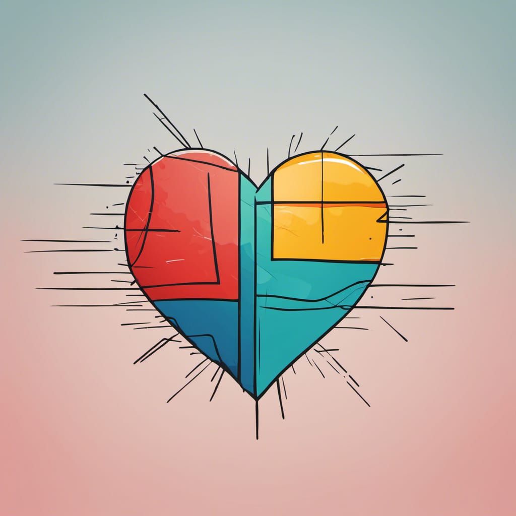 Heart Logo with Band-Aid in Abstract Art