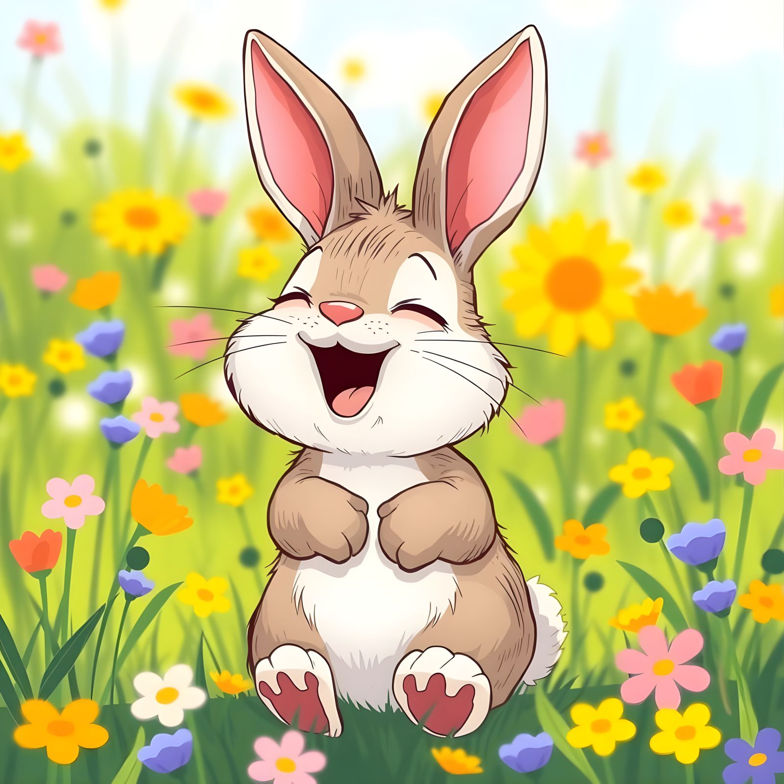 Laughing Bunny in Cartoon Style