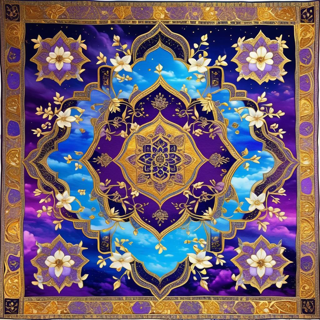 Jasmine on Magic Carpet in a Gold Sky