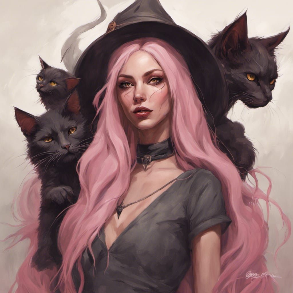 Pink Haired Witch with Cat Eyes