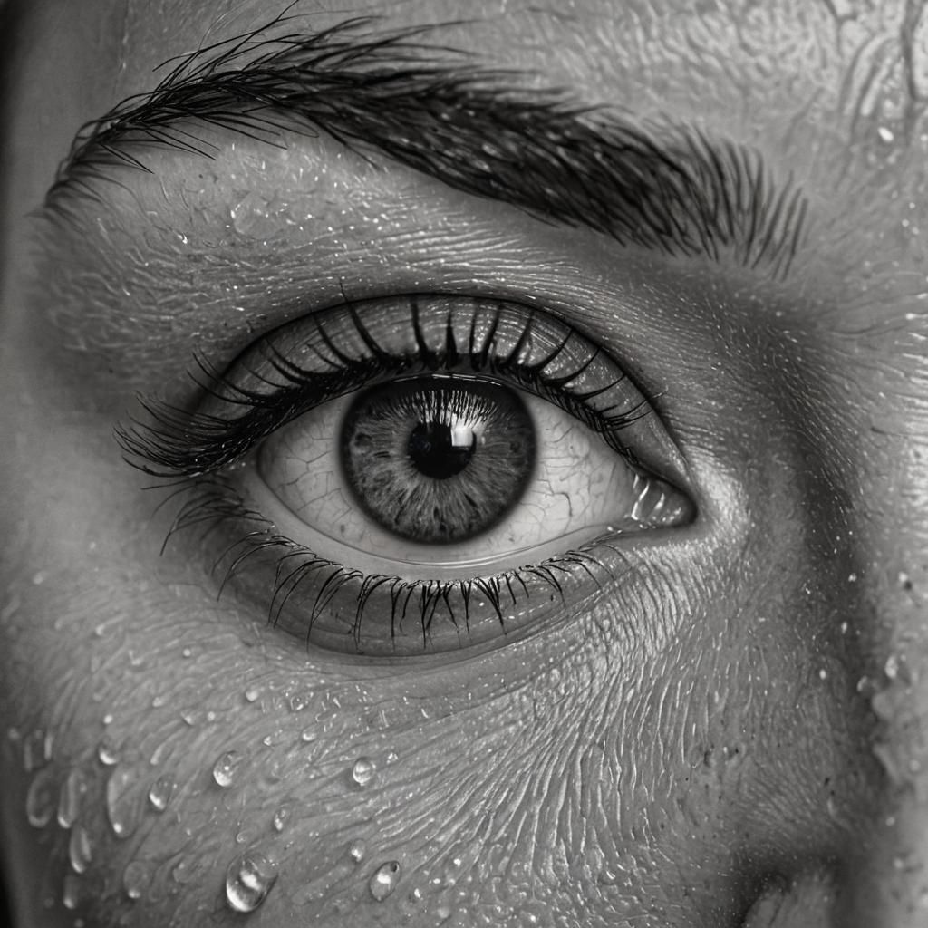 Monochrome Portrait of a Teary Eye