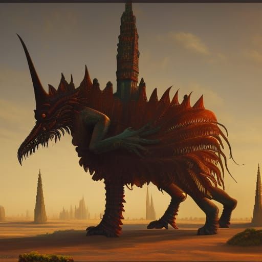 Fantastical Surrealist Matte Painting in Dada Style