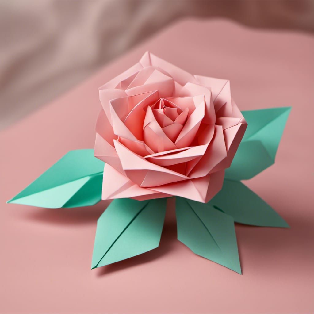 Origami Rose Papercraft in Soft Focus