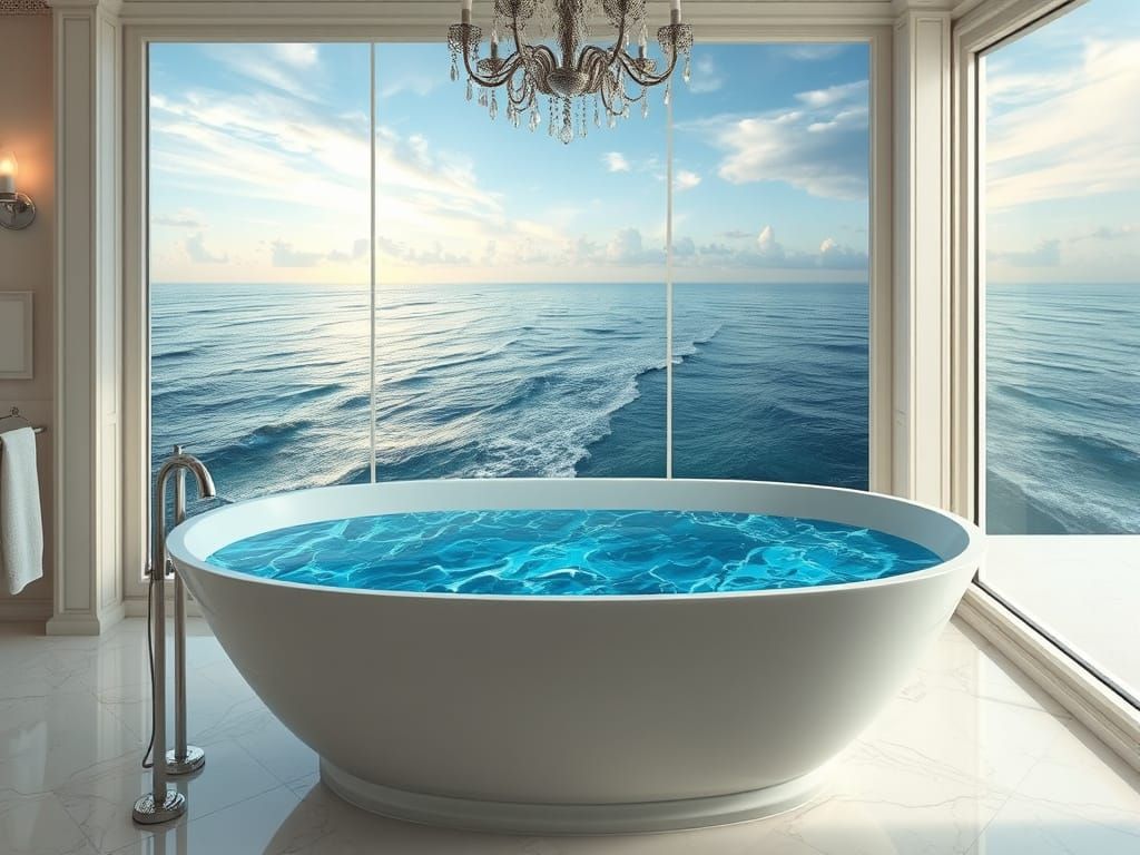 Surreal Luxury Seascape in Porcelain Tub