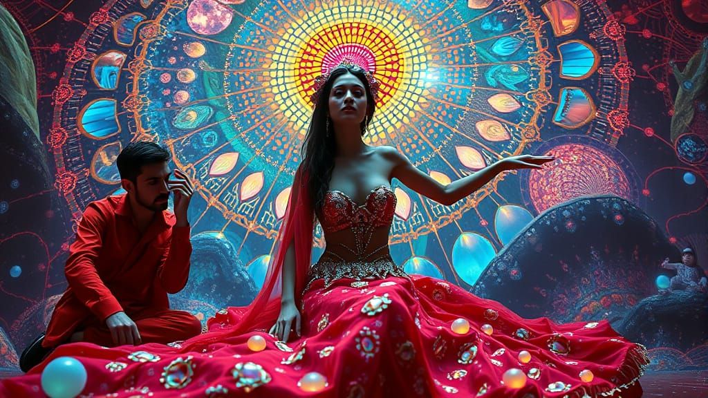 Surreal Utopia with Space Belly Dancer: Bosch and Klimt Styl...