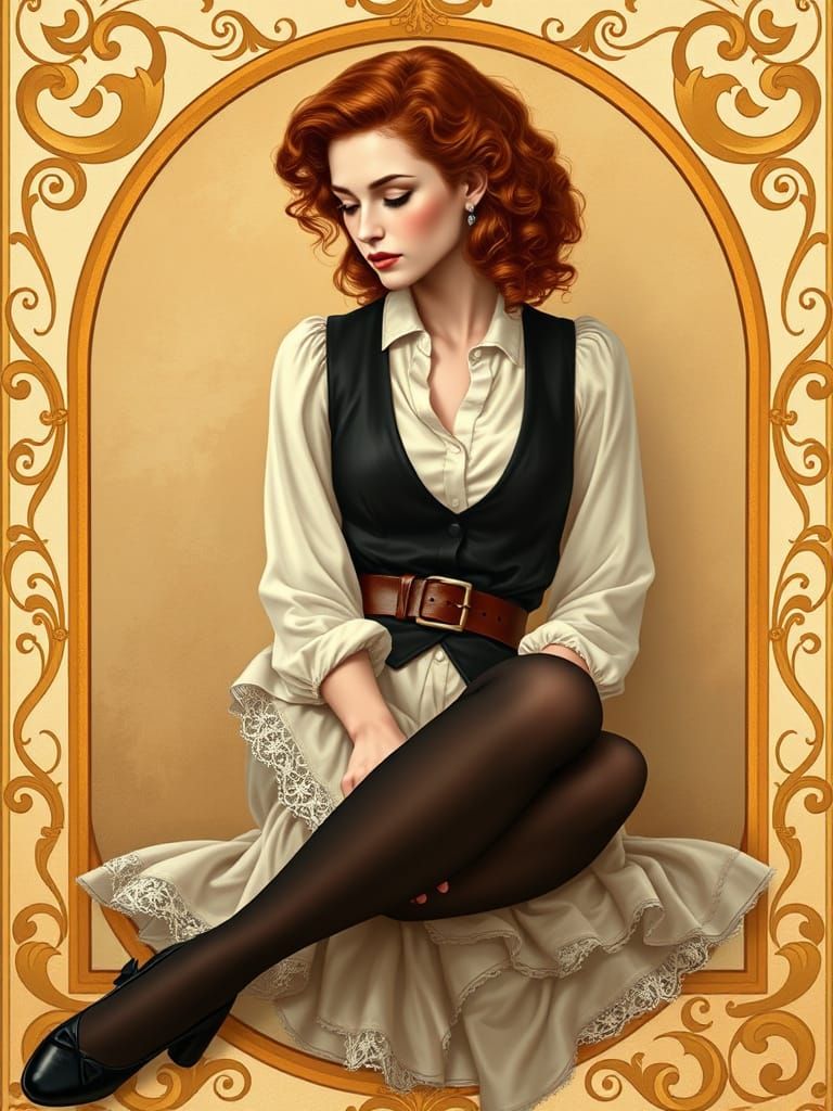 Surreal Art Nouveau Beauty in Luxurious Frame