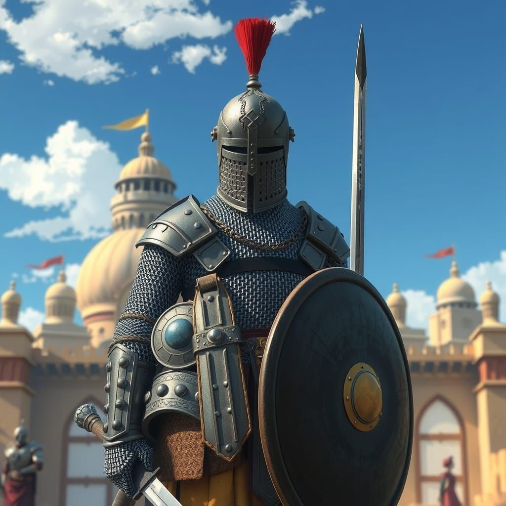 Medieval Mamluk Warrior at Desert City Gates