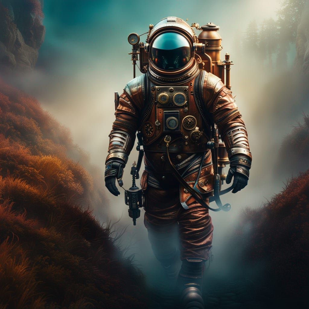 Steampunk Astronaut in Cinematic Lighting