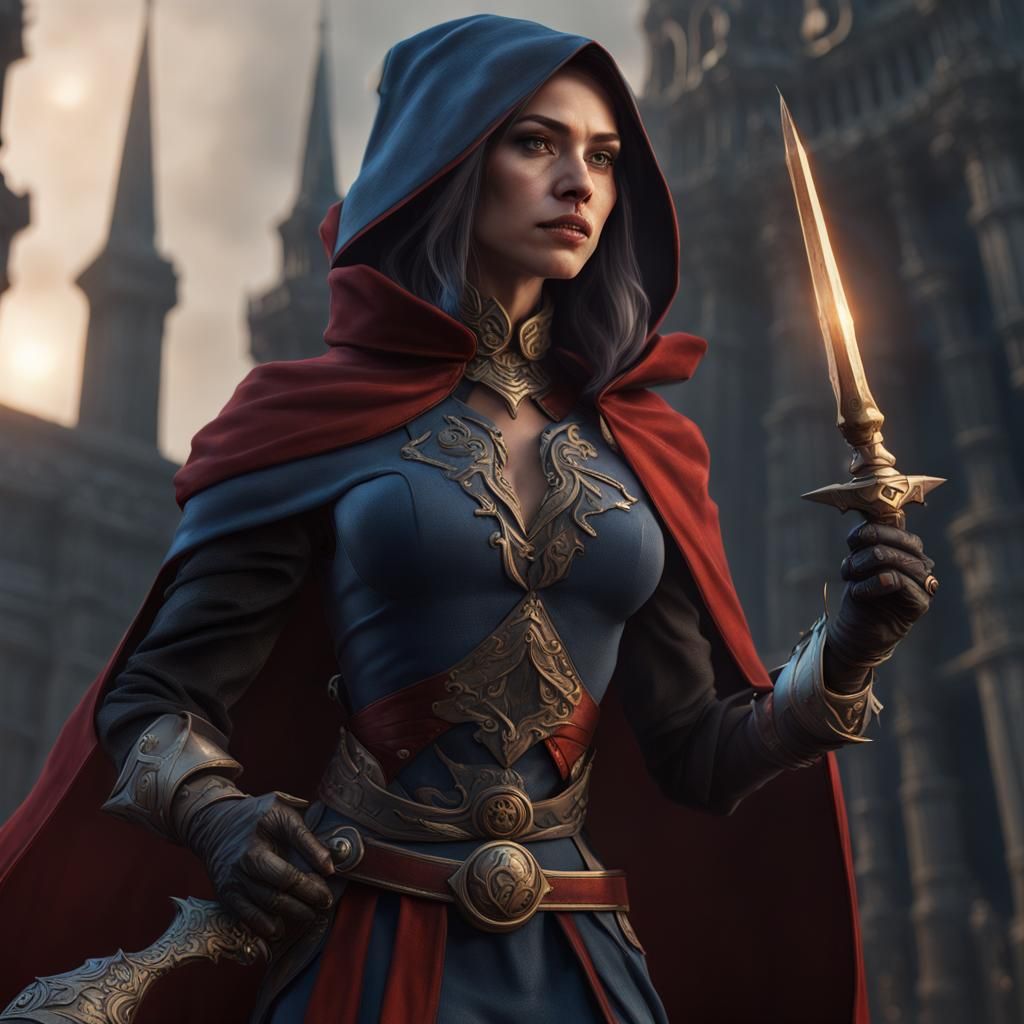 Powerful Female Wizard Rogue with Daggers