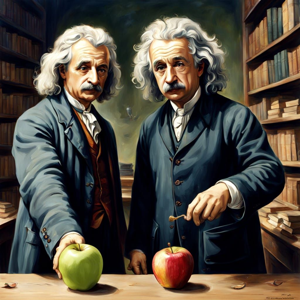 Newton & Einstein Split an Apple