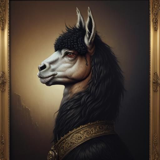 Llama-Faced Man in Ornate Victorian Portrait