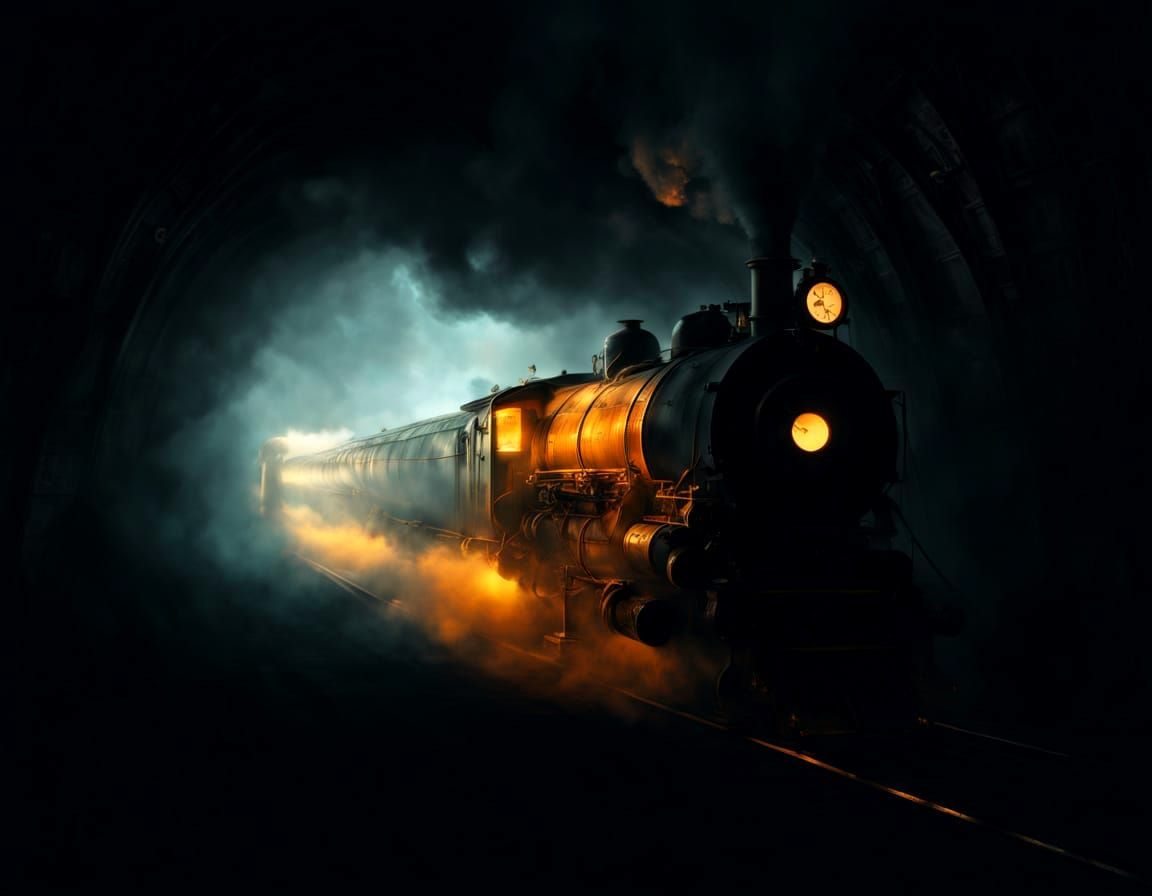 Eerie Ghost Train in Fog: Fine Art Photography