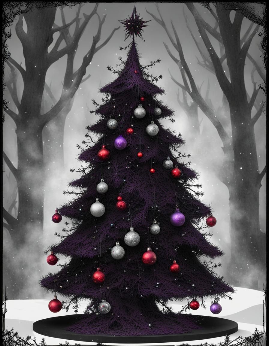 Goth Christmas tree in purple