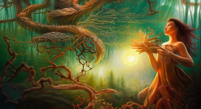 Intricate Energy Map with Forest Animals and Autumnal Colors