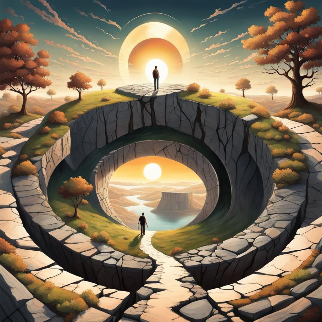 Surreal Cracked World with Winding Path