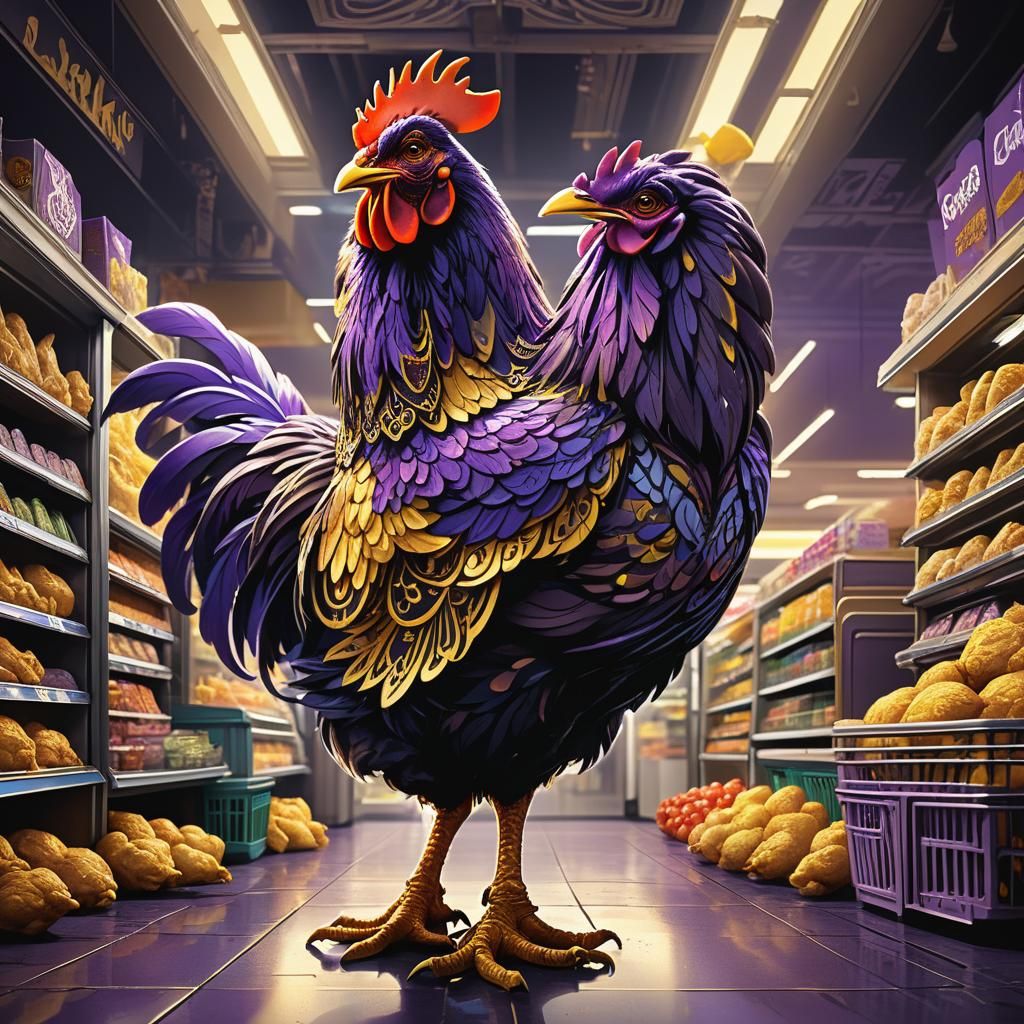 Chicken in Supermarket: Dark Fantasy Concept Art