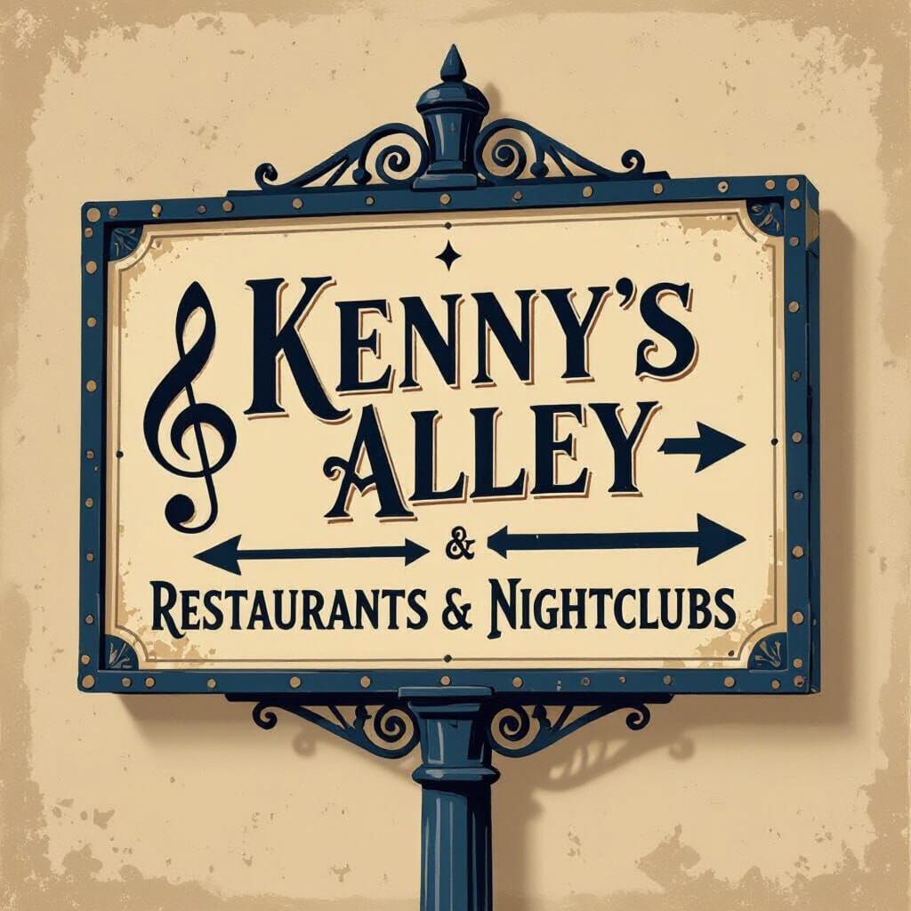 Kenny's Alley Sign in Retro Cinematic Style