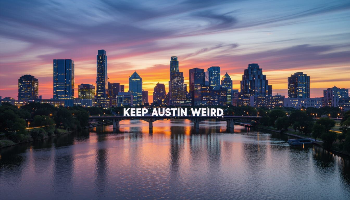 Austin Texas Skyline at Dusk Over Lady Bird Lake