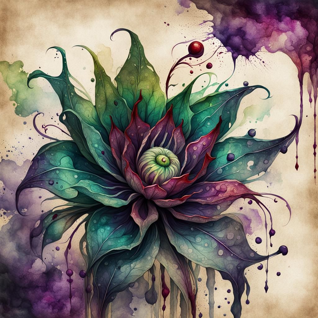 Blood Flower: Gothic Fantasy Watercolor Concept Art