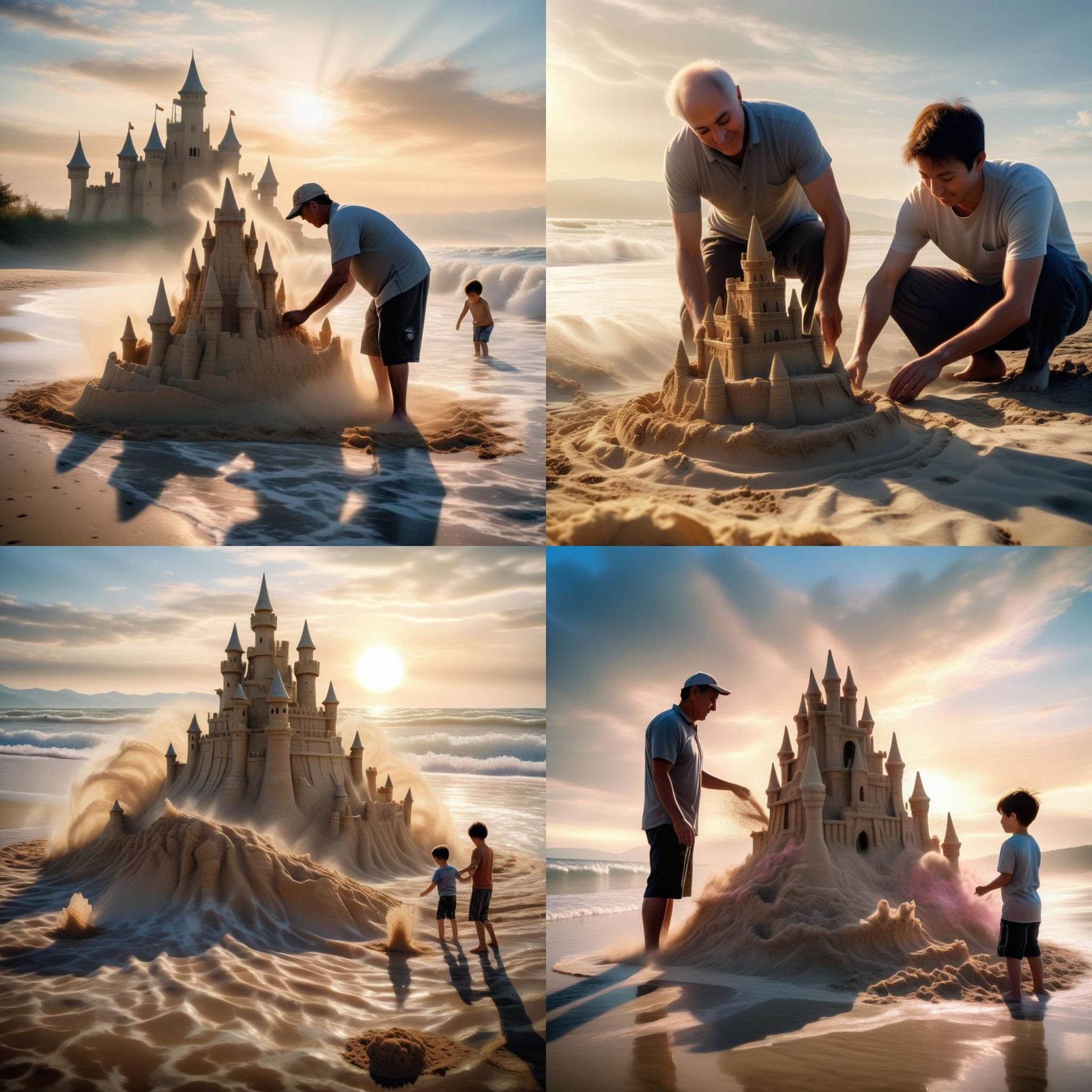 Vibrant Summer Sandcastle Scene in Hyperrealistic Art-Style