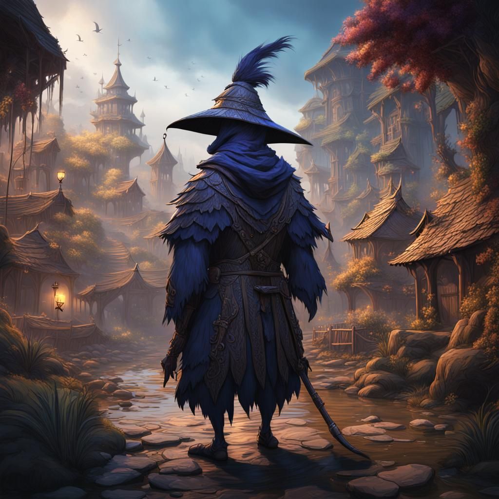 Detailed Kenku Matte Painting in Deep Color