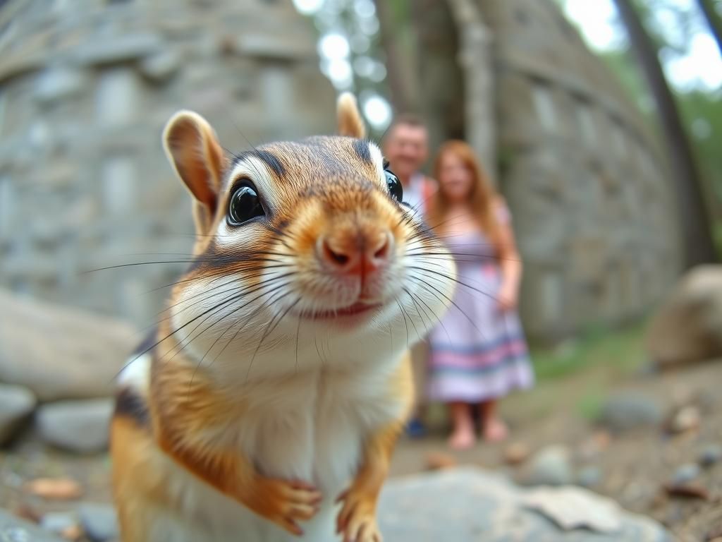 Funny Chipmunk Photobomb with Cute Couple
