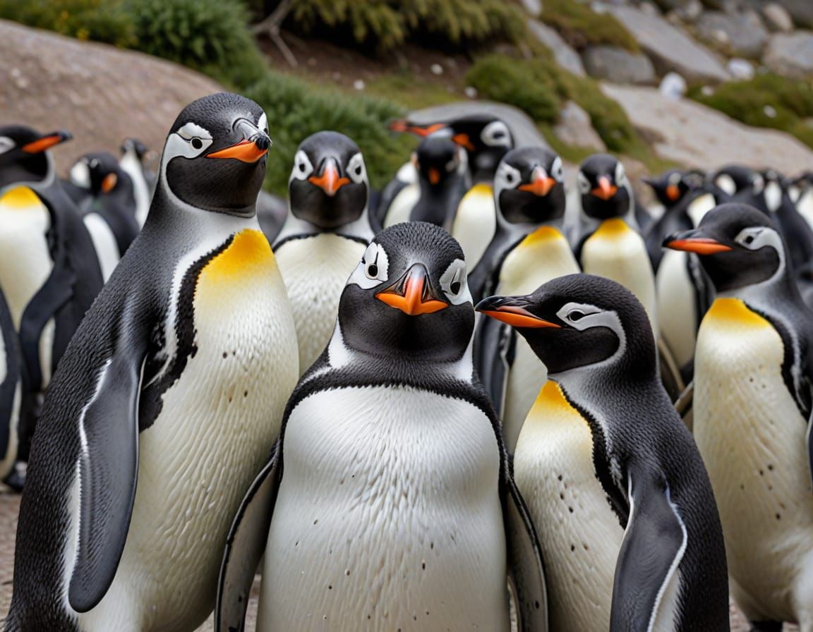 Penguin Selfie: AI-Generated Amusing Scene