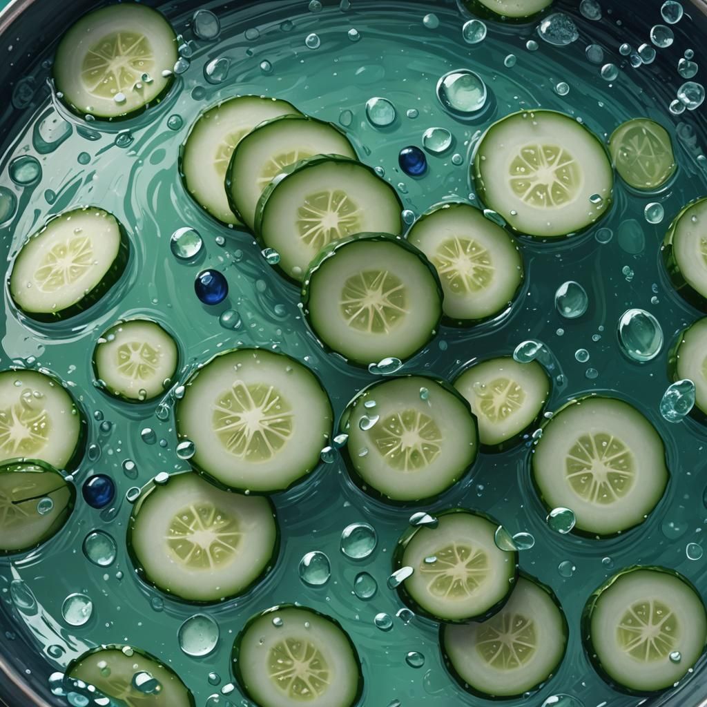 Cucumber Slices in Water: Fantasy Concept Art