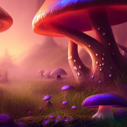 Glowing Mushroom Ring in Detailed Matte Painting