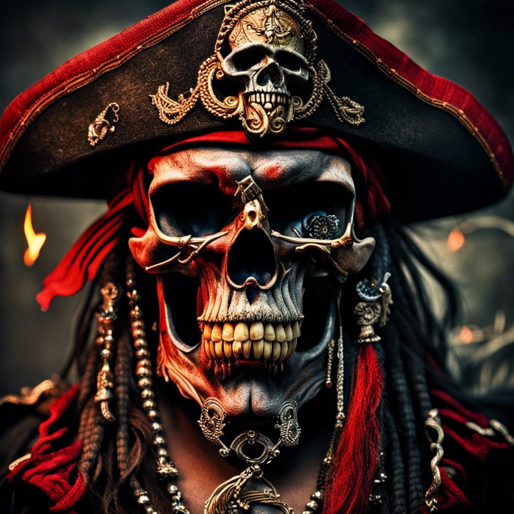Hyperrealistic Pirate Portrait with Burning Cigarette