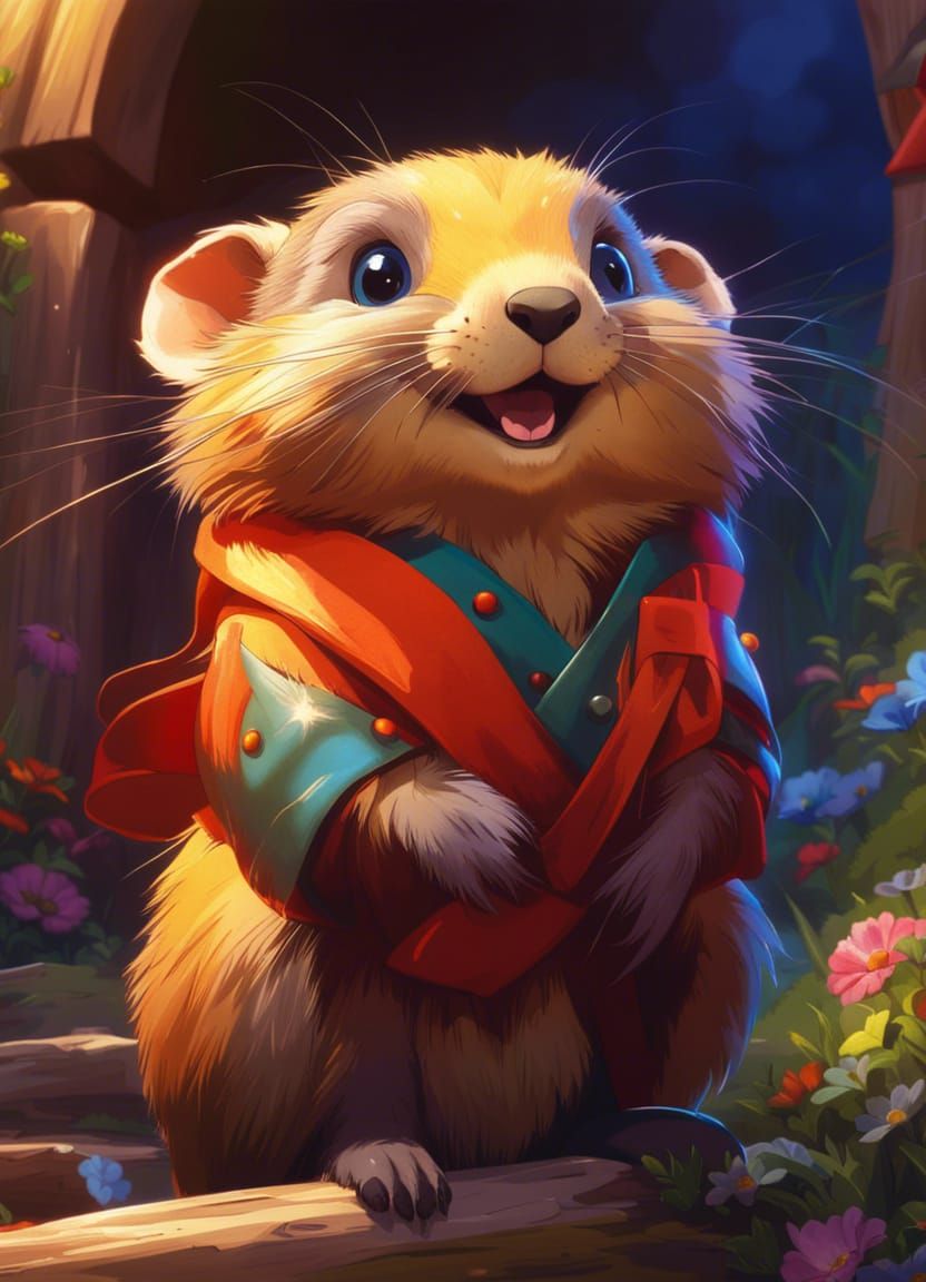 Adorable Marmot with Unbridled Happiness in Anime Style