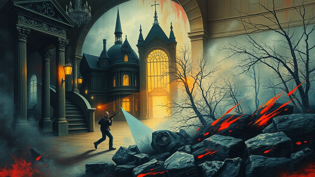 Eerie Victorian Interior with Fluorescent Impasto Strokes