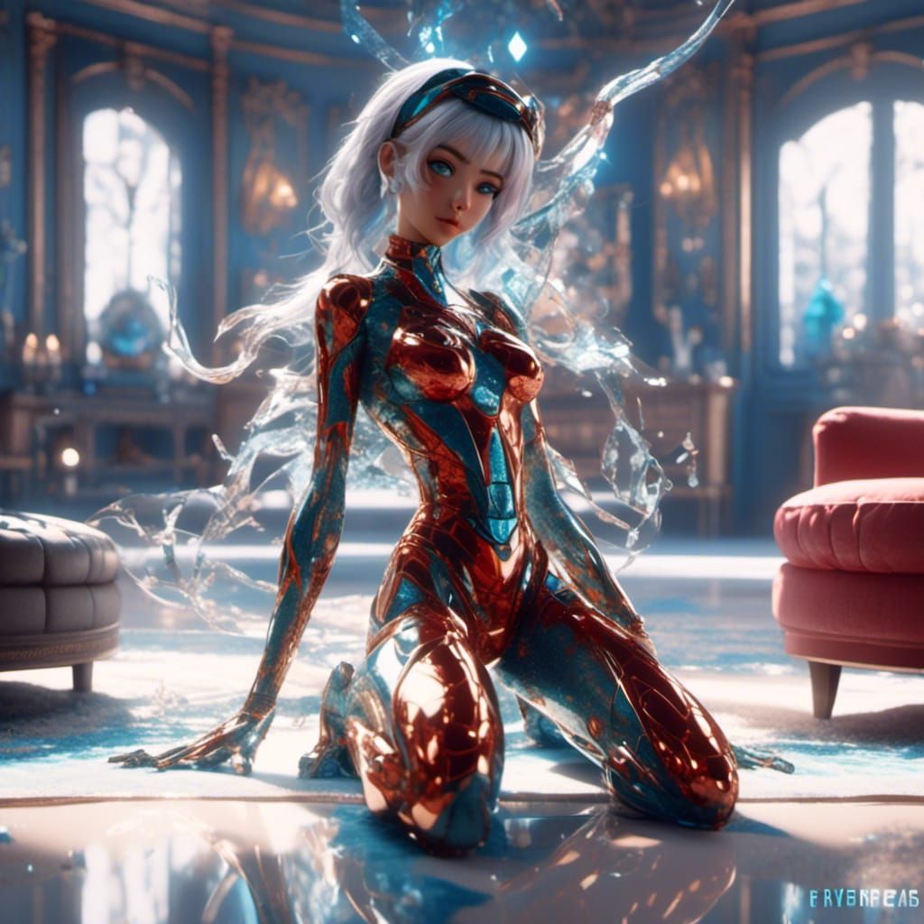 A humanoid dog pinup, human head, random poses, standing up ...