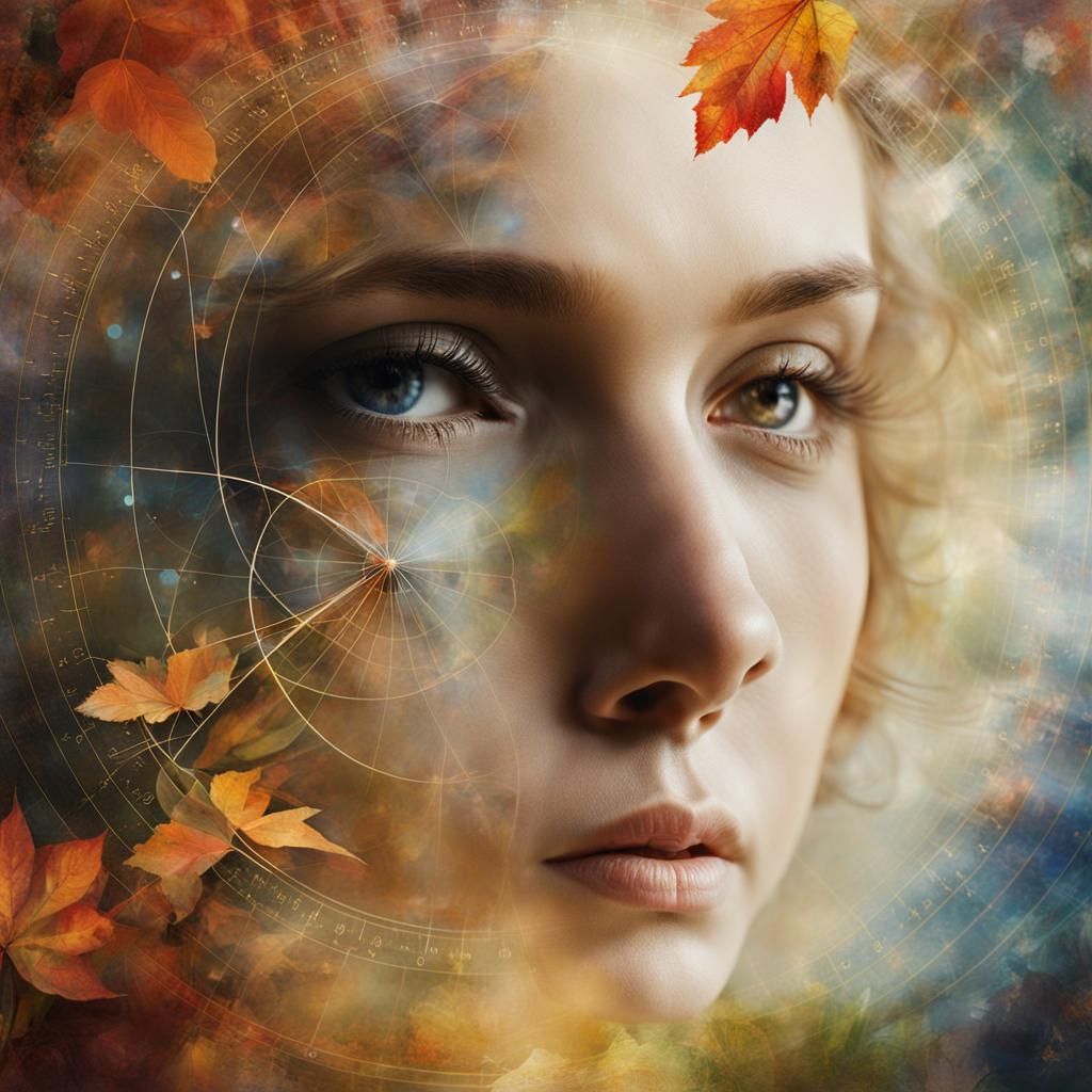 Dreamy Double Exposure with Astronomical Chart in Pre-Raphae...