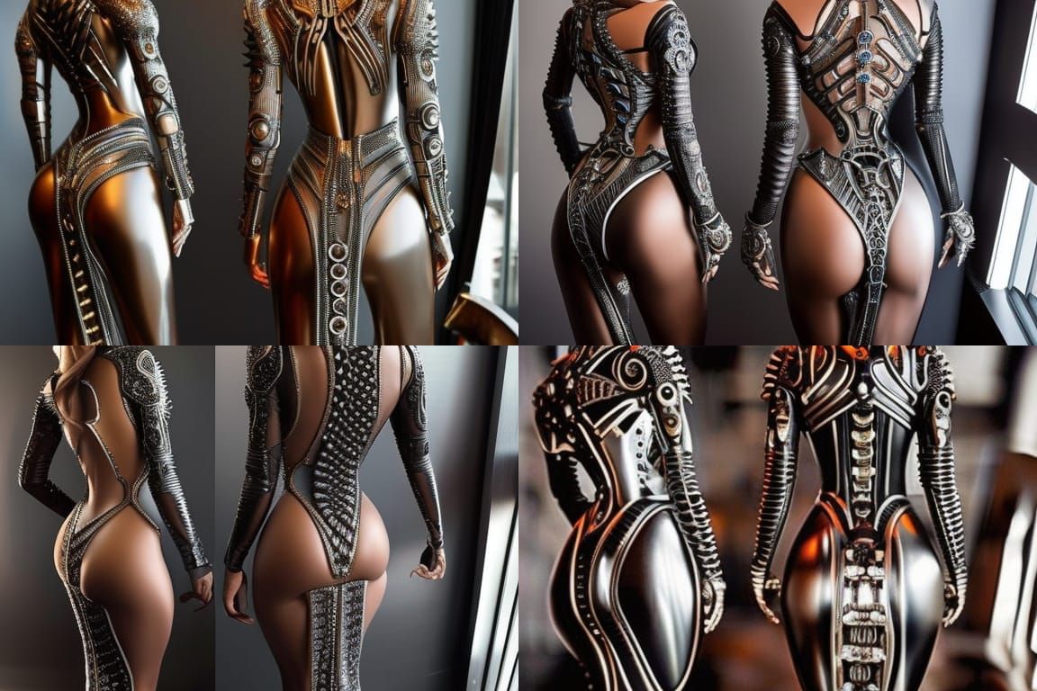 Biomechanical Sci-Fi Androgynous Figures in Giger Style
