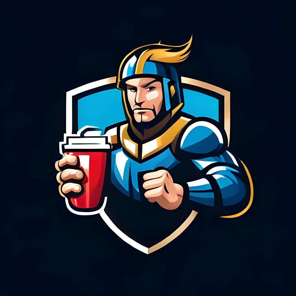 Maximalist Knight Sports Team Logo with Coffee Cup