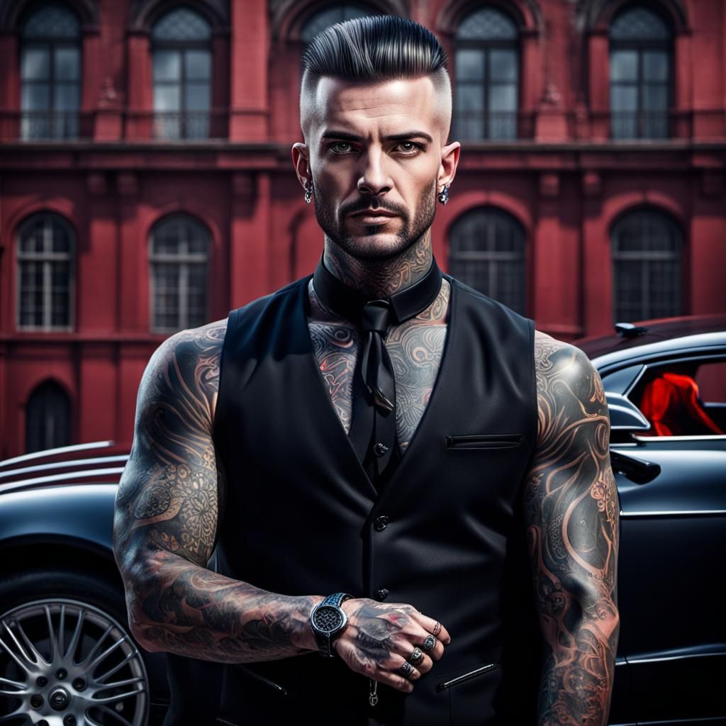 a handsome gay man dressed in gothic style clothes