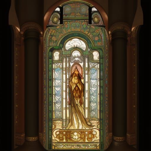 Stained Glass Iconostasis with Skull and Holy Hand