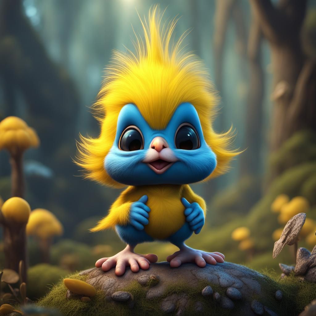 Hyperrealistic Tweety as a Cute Troll