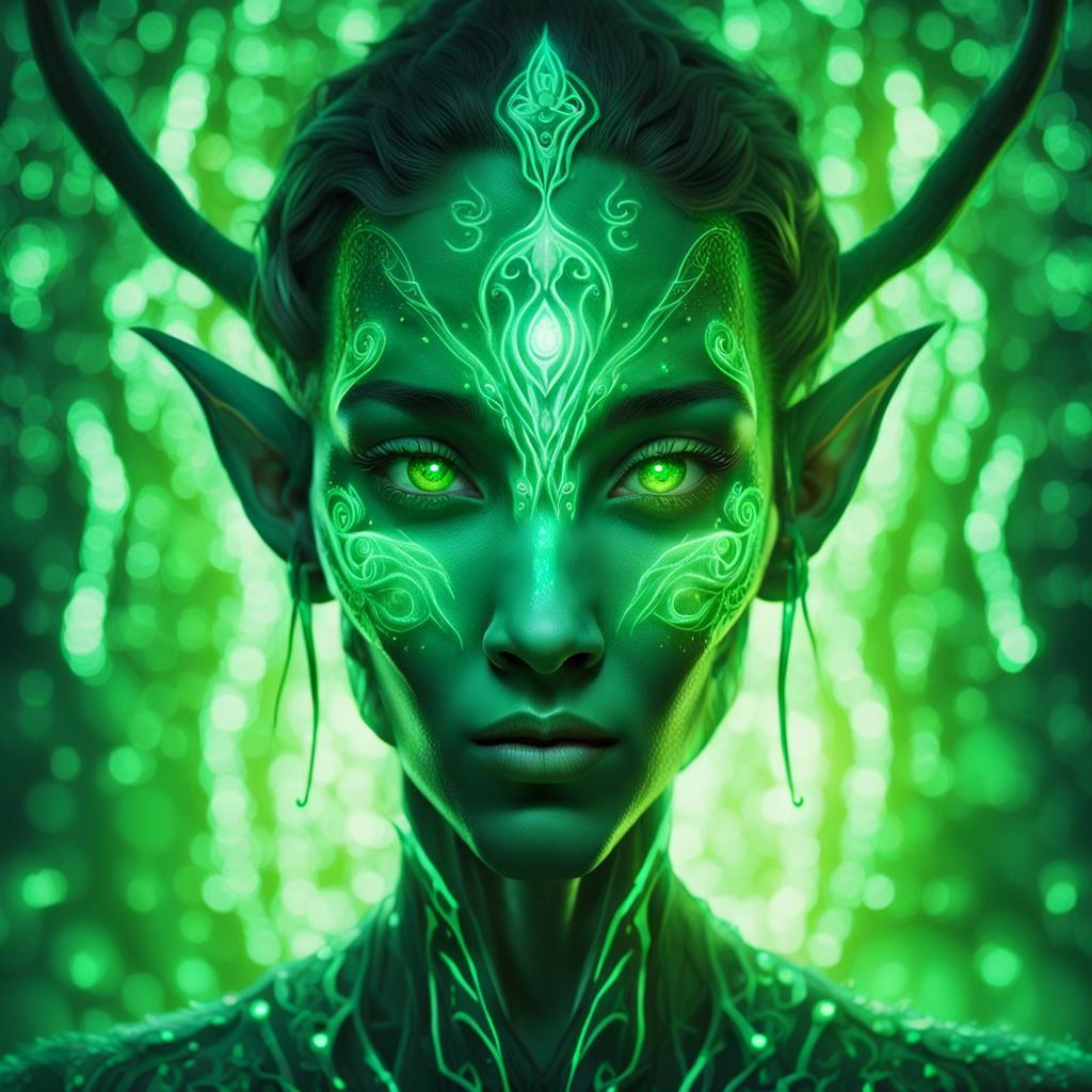 Bioluminescent Alien Elf Portrait in Ethereal Light