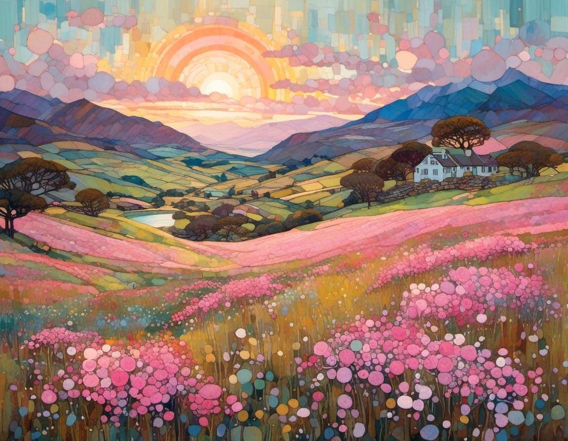 Scottish Spring Landscape in Vibrant Evening Light