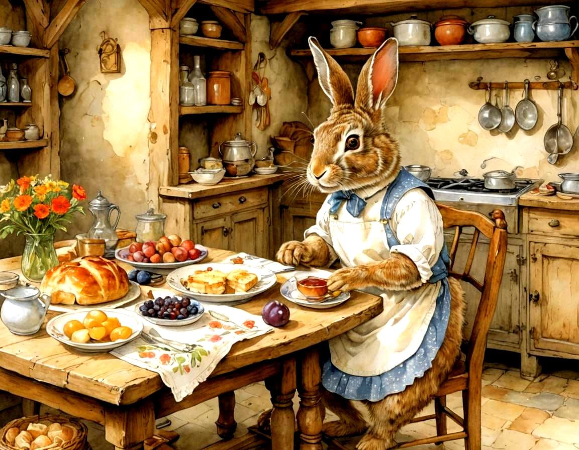 Preparing fresh bread, baked Brie and fig jam for guests