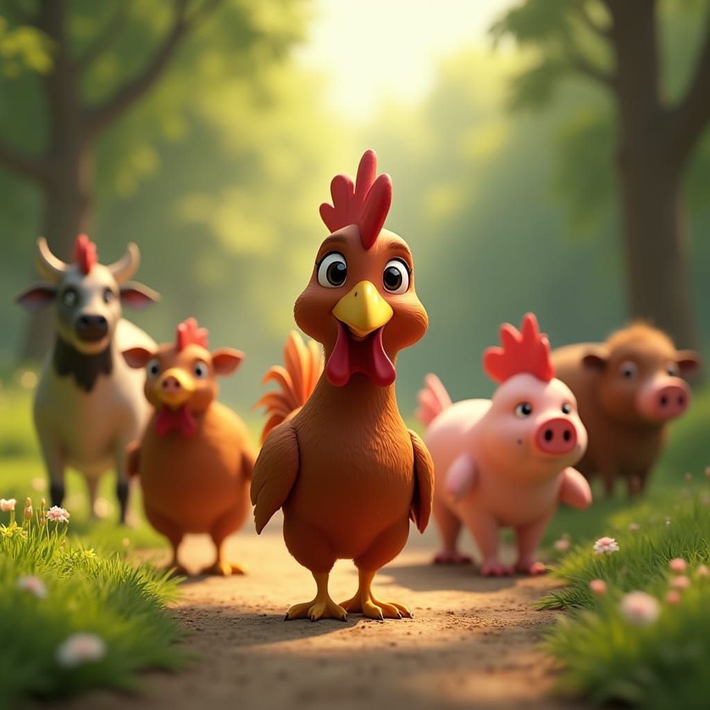 Zara the Hen Leads to Hidden Pond: 3D Animation